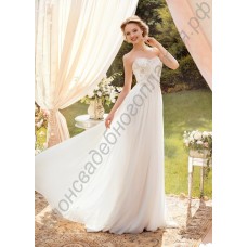 Романтичное свадебное платье из шифона с вышивкой